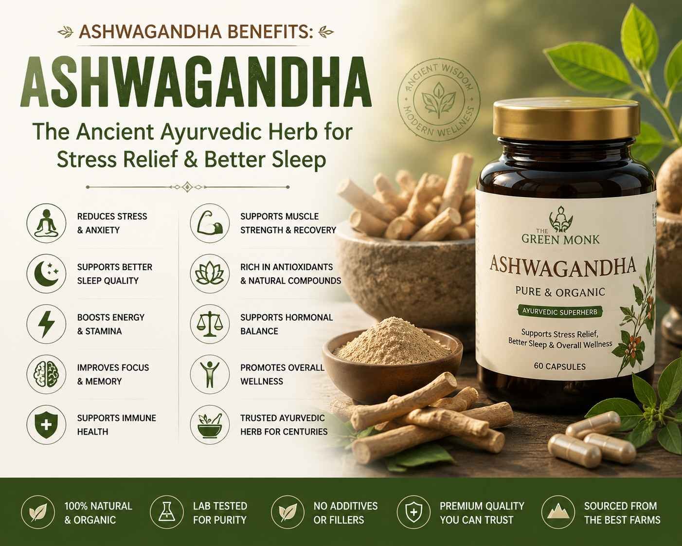 Ashwagandha Benefits: The Ancient Ayurvedic Herb for Stress Relief & Better Sleep